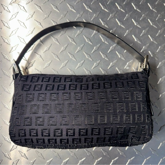 Fendi Vintage Zucchino Canvas Baguette Bag in Black - Picture 6 of 12